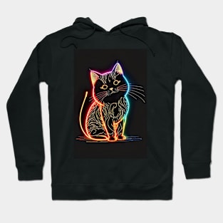 Cool Cat Portrait Neon Art Style Hoodie